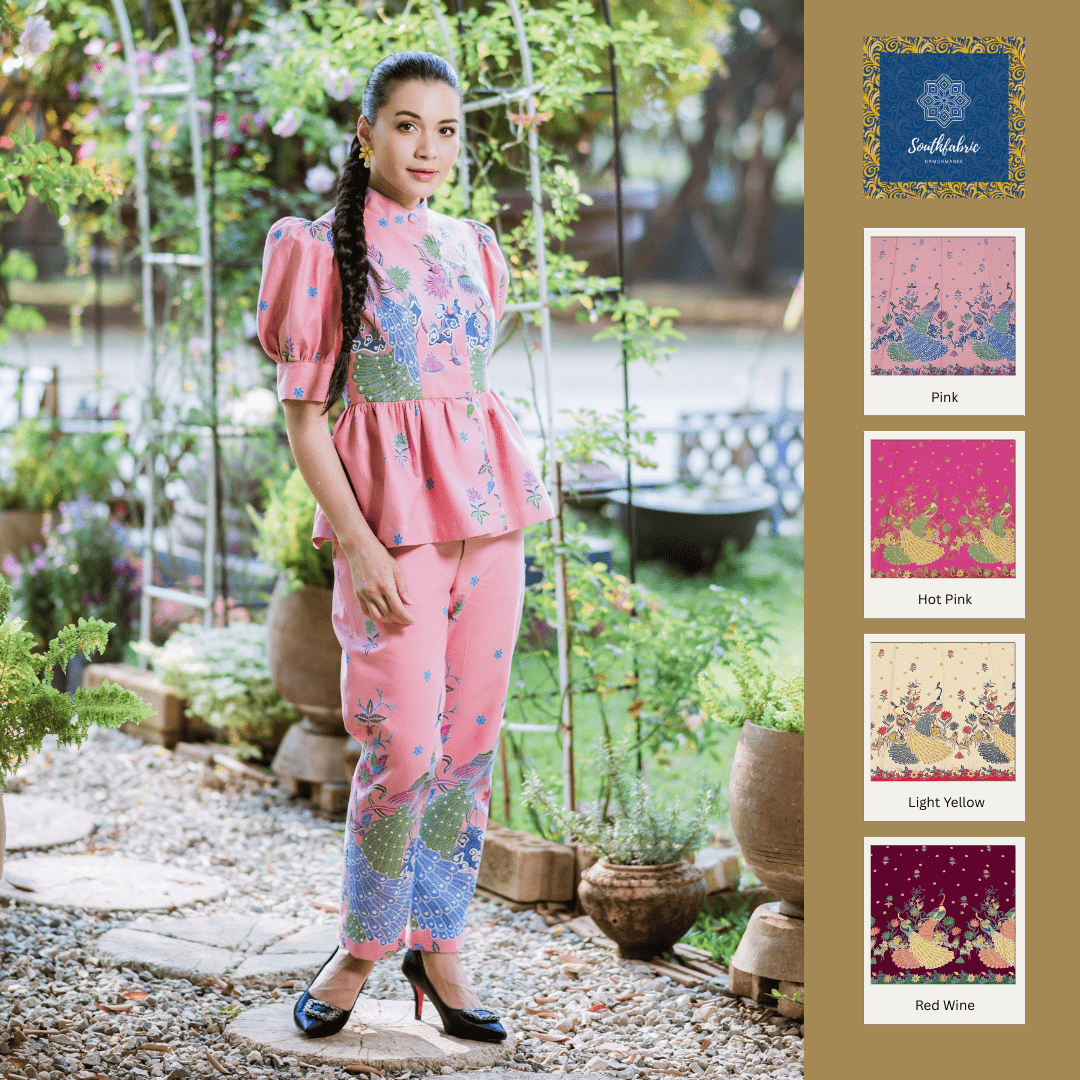 Peacock Puffed Sleeve Blouse - SOUTH FABRIC
